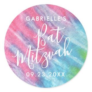 Pink Tie Dye Bat Mitzvah Party Thank You Favor Classic Round Sticker