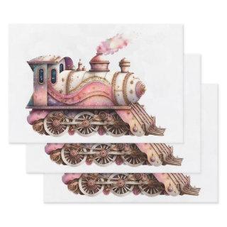Pink Train Engine Vintage Steampunk  Sheets