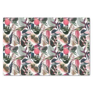 Pink Tropical Variegated Houseplants Pattern Tissue Paper