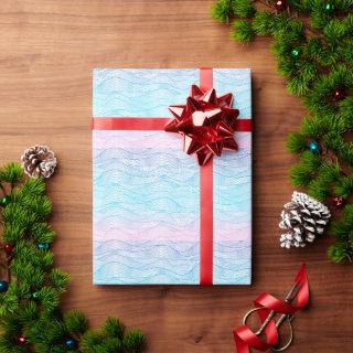 Pink Turquoise & Blue Stylized Water Waves Pattern