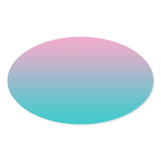Pink & Turquoise Ombre Oval Sticker