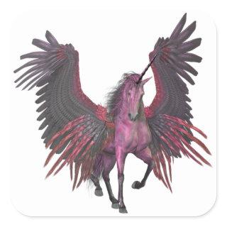 Pink Unicorn Pegasus Fantasy Flying Horse Square Sticker