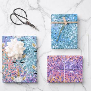 Pink Unicorn Sparkle Purple Aqua Glitter Confetti   Sheets