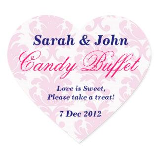 Pink Vintage damask Candy Buffet Sticker