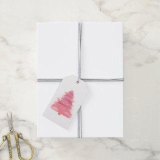 Pink Watercolor Christmas Cloud Tree    Gift Tags