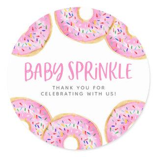 Pink Watercolor Donuts Girl Baby Sprinkle Classic Round Sticker