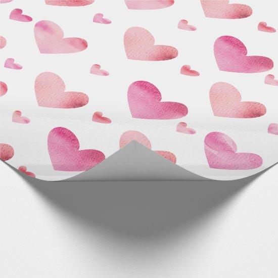 Pink Watercolor Hearts Valentines