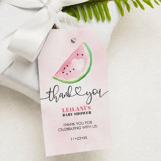 Pink Watercolor Watermelon Baby Shower Thank You Gift Tags