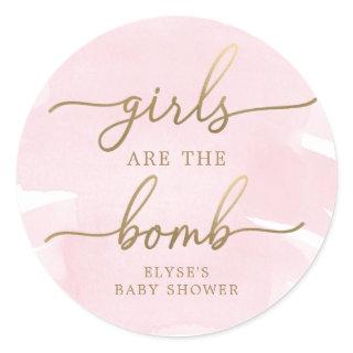 Pink Watercolour Gold Bath Bomb Favor Sticker