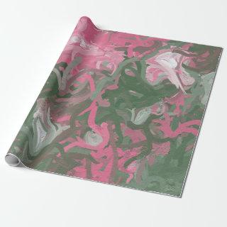 Pink, White and Green Abstract