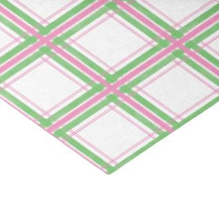 Pink, White and Green Plaid Patterned Tissue Paper
