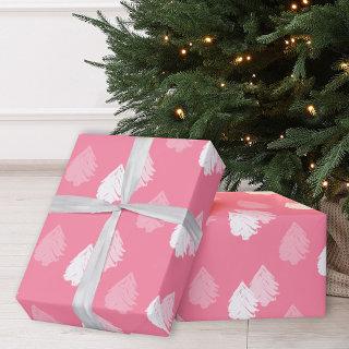 Pink White Christmas Tree Pattern