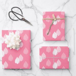 Pink White Christmas Tree Pattern  Sheets