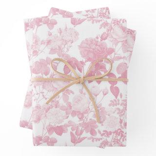 Pink White Floral Roses Chinoiserie Pattern  Sheets