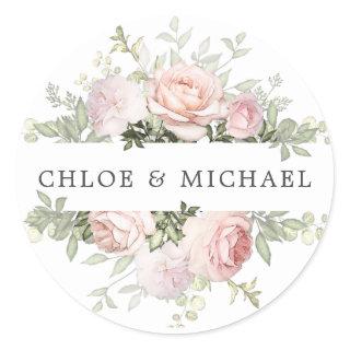 Pink White Floral Wedding Envelope Seal