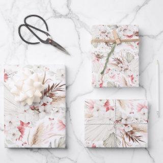Pink White Flowers Botanical Boho Elegant  Sheets