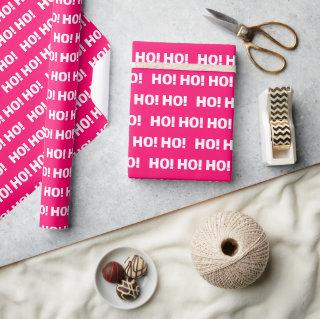 Pink White Ho Ho Ho Pattern Christmas Holiday
