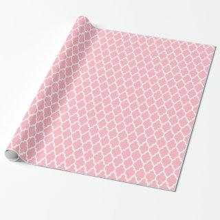 Pink White Moroccan Quatrefoil Pattern #4
