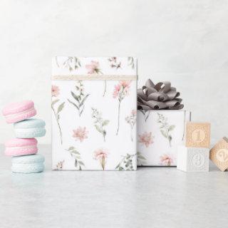 pink wildflower and sage green greenery
