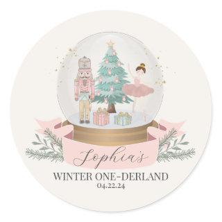 pink winter onederland first birthday favor tag
