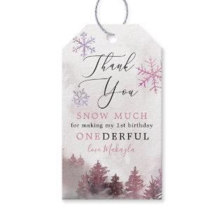Pink Winter ONEderland Girl 1st Birthday Gift Tags