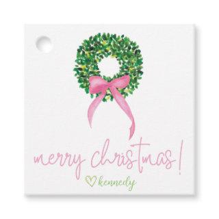 Pink Wreath Christmas Gift Tags