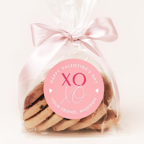 Pink XOXO Personalized Valentine's Day Classic Round Sticker