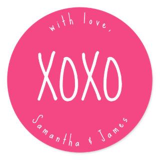 Pink XOXO Romantic Personalized Classic Round Sticker