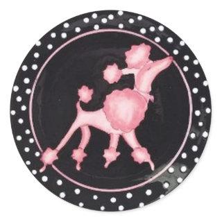 pinkpoodlebg classic round sticker