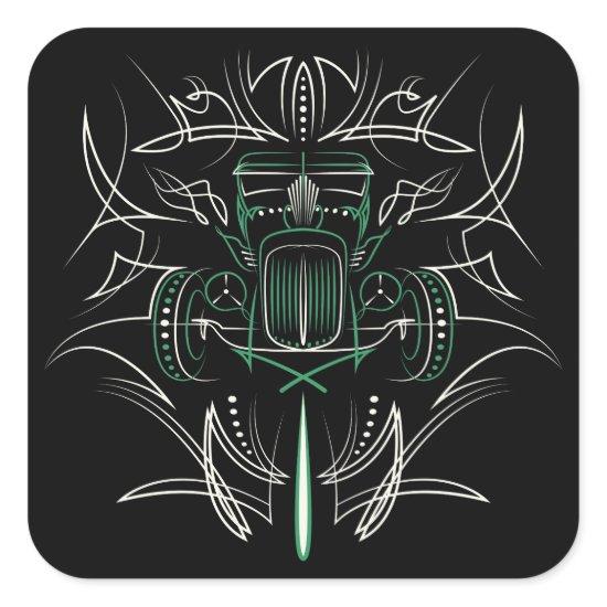Pinstriping Hot Rod Square Sticker