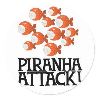 piranha attack! classic round sticker