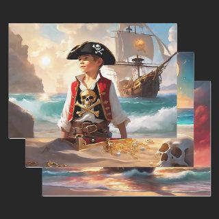 Pirate Birthday Giftwrap 3 Different  Sheets