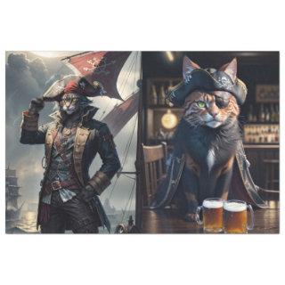 Pirate cats decoupage print tissue paper