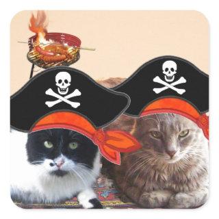 PIRATE CATS ,Talk like a Pirate Day Square Sticker