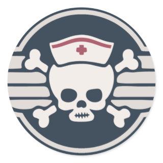 Pirate Nurse Wings III Classic Round Sticker