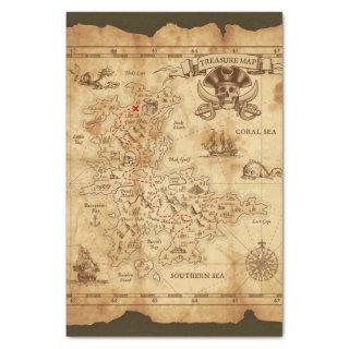 Pirate Old Vintage Treasure Map Birthday Party Tissue Paper