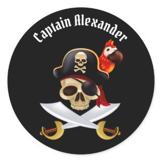Pirate Personalize Classic Round Sticker