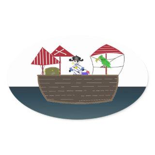 Pirate Ship Oval Sticker