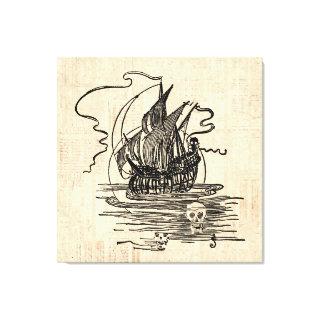 Pirate Ship with Skulls Vintage Pirate Art Canvas Print