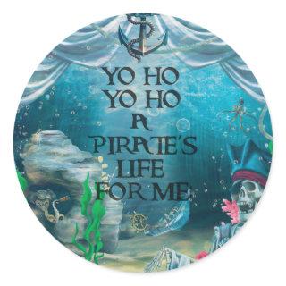 Pirate Skeleton Treasure Under the Sea Party Classic Round Sticker