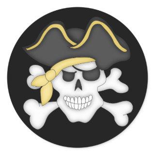 Pirate Skull and Crossbones Classic Round Sticker