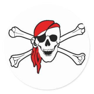 Pirate Skull with Red Scarf Classic Round Sticker