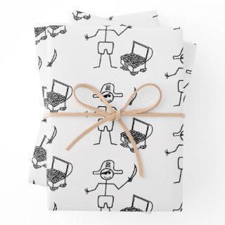 Pirate Stickman With Treasure Chest  Sheets