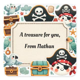 Pirate-Themed "A Treasure for You"  Square Sticker