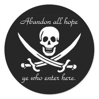 Pirate warning classic round sticker