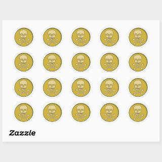 Pirates Skull and Crossbones gold coin  Classic Ro Classic Round Sticker
