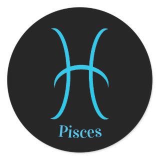 Pisces Black Zodiac Symbol Classic Round Sticker