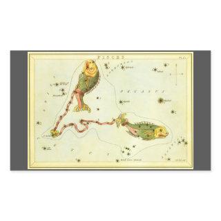 Pisces Fish, Vintage Constellation Urania's Mirror Rectangular Sticker