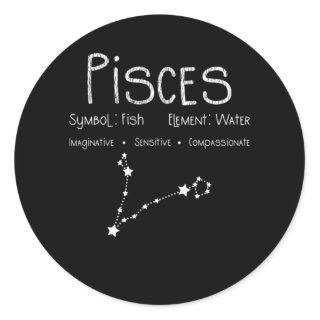 Pisces Horoscope Astrology Star Sign Birthday Gift Classic Round Sticker