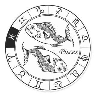 pisces zodiac classic round sticker